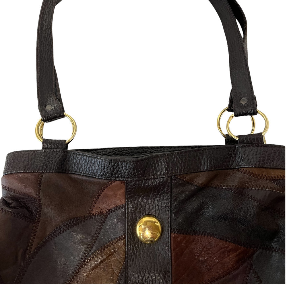 Leather Patchwork Shoulder Strap Agacci Purse Vin… - image 5